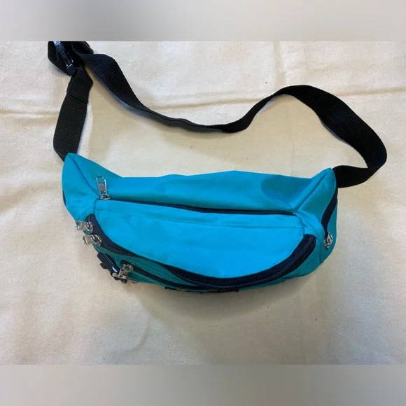 Vintage 80s 90s Jordache Branded Teal Belt Bag Fanny Pack OSFM Classic Street - Picture 3 of 7